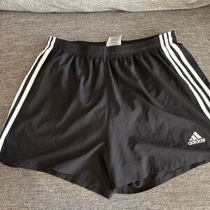 adidas Black Athletic Shorts with White Stripes